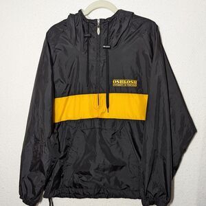 Vtg Oshkosh Univ Of Wisconsin Storm Duds Jacket Windbreaker Men Sz Medium Black
